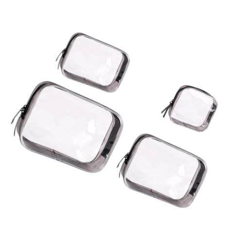 HEATSHAKING 4 Stück Teiliges Transparentes PVC Kosmetiktaschen mit Reißverschluss Großer Stauraum für Reisen Damen Kulturtasche Tragbar für Makeup und Toilettenartikel von HEATSHAKING