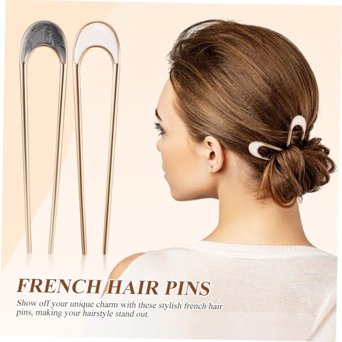 HEATSHAKING 4 Stück U Förmige Französische Haarnadeln Dünne Metall Haarnadeln für Damen Starke Fixierung Vielseitiger Haarschmuck für Alltag Party Hochzeit für Haarknoten von HEATSHAKING