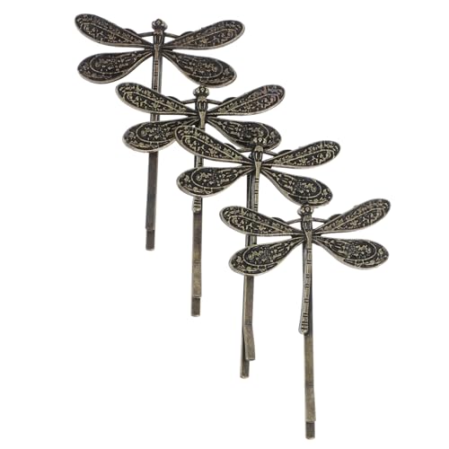 HEATSHAKING 4 Stück Vintage Haarklammern Metall Libellen Haarschmuck mit Strass Kleine Haarspangen für Damen Zubehör für Frisuren und Geschenkidee von HEATSHAKING