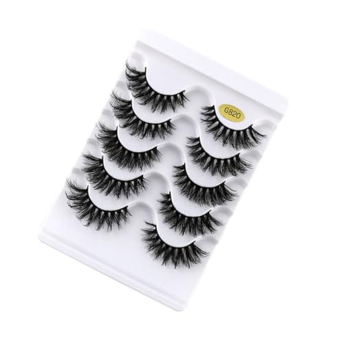HEATSHAKING 5 Paare Falsche Wimpern Natürlich Dicht Leicht Tragbar Für Frauen Glamouröser Look Alltag Masquerade Party Cosplay Festival Make Up von HEATSHAKING