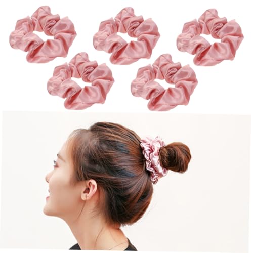 HEATSHAKING 5 Stück Teiliges Satin Haargummi Elastische Strapazierfähige Haarschleifen in Weiche Pferdeschwanzhalter für Mädchen und Frauen Modisches Haaraccessoire für Alltag und Besondere von HEATSHAKING