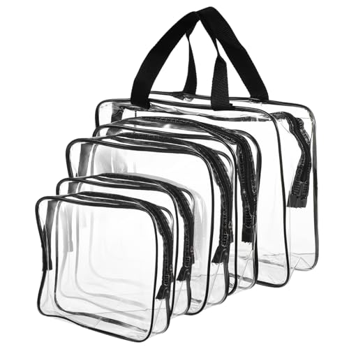 HEATSHAKING 5stücke Transparent Kosmetiktasche Reise Mit Reißverschluss Klare Makeup Tasche Für Damen Reise Toilettentasche Organizer Für Urlaub Fitnessstudio Und Camping von HEATSHAKING