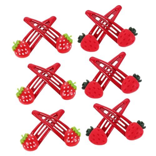 HEATSHAKING 6 Paare Erdbeer Haarspangen für Mädchen Bunte Metall Haarklammern mit Süßem Cartoon-fruchtmotiv Sichere Haarclips für Alltag Party und Teenager Styling von HEATSHAKING
