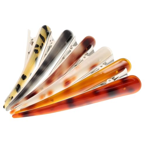 HEATSHAKING 6 Stück Ox Horn Haarklammern für Damen Große Acryl Haarclips Gemischten Farben Gelb Braun Rot Braun Schildkrötenmuster Tortoise Tortoise Haarspangen für Dickes Haar und Besondere von HEATSHAKING