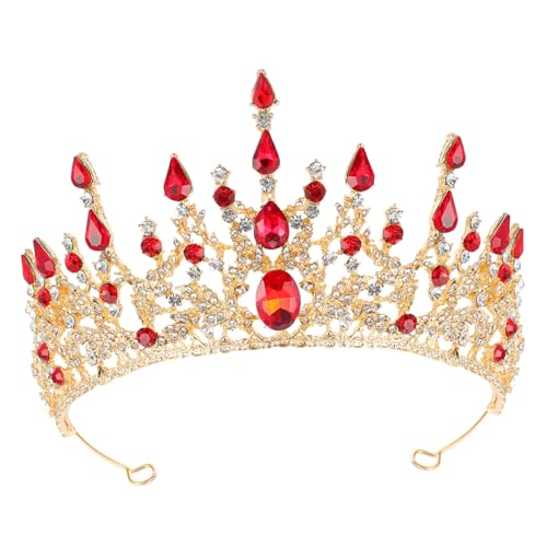 HEATSHAKING Barock Brautkrone Kopfstück mit Roten Strasssteinen Dekorativer Kopfschmuck für Damen Langlebiges Hochzeits Accessoire Geeignet für Haartypen und Festliche Anlässe von HEATSHAKING