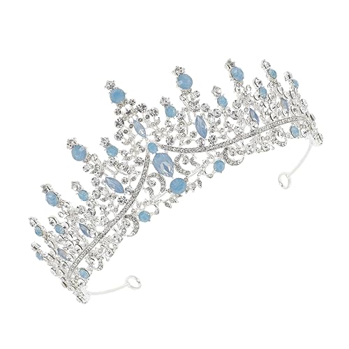 HEATSHAKING Barock Brautkrone Strasskrone mit Blauen Kristallen Funkelndes Stirnband für Hochzeit Bequemes Langlebiges Brautschmuck Accessoire für Damen und Brautjungfern von HEATSHAKING