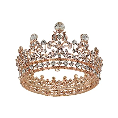 HEATSHAKING Barock Damen Haarkrone aus Leichtem Legierungsmaterial mit Funkelnden Strasssteinen Runde Tiara Brautschmuck für Hochzeit Deko und Festliche Anlässe von HEATSHAKING