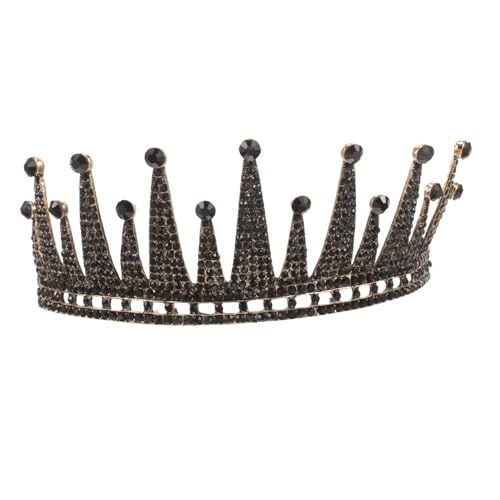 HEATSHAKING Barock Schwarze Strasskrone Braut Tiara Kopfstück aus Legierung für Hochzeit Halloween Karneval Party Damen Accessoire von HEATSHAKING