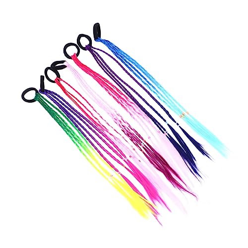 HEATSHAKING Perücke Mit Zöpfen Bunte Haarringe Junge Mädchen-performance-haarseile Zöpfe Haargummis Aus Hochwertigem Stoffmaterial Langlebig Und Praktisch Für Diy-frisuren Geburtstagsfeiern Ki von HEATSHAKING