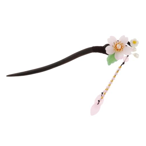 HEATSHAKING Chinesischer Haarstab aus Schwarzem Traditioneller Haar Bun Halter mit Floralem Design Eleganter Haarschmuck im Antiken Stil für Frauen Passend zu Hanfu und Qipao von HEATSHAKING