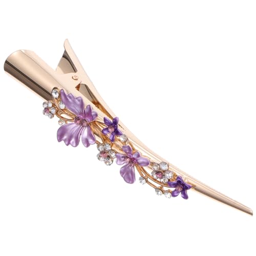 HEATSHAKING Damen Haarklammer mit Retro Blumen Design Großer Metall Duckbill Clip für Alltags und Partystyling Langlebig und Einfach zu Verwenden von HEATSHAKING