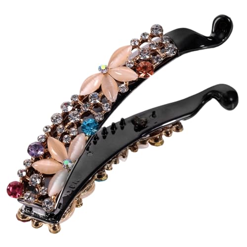 HEATSHAKING Große Bananen Haarspange mit Strasssteinen Vintage Haarklammer aus Legierung und Opal Langlebiger Pferdeschwanz Clip für Dickes und Lockiges Haar Modisches Styling für Damen und von HEATSHAKING
