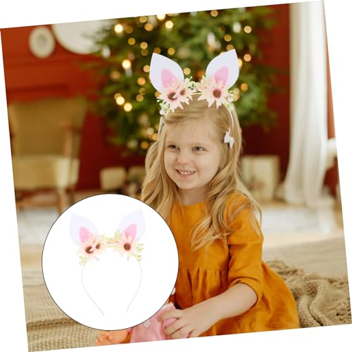 HEATSHAKING Haarband Hasenohren mit Blüten Leichtes Atmungsaktives Haaraccessoire für Kostüm Themenpartys und Festliche Anlässe Bequeme Kopfbedeckung für Mädchen von HEATSHAKING