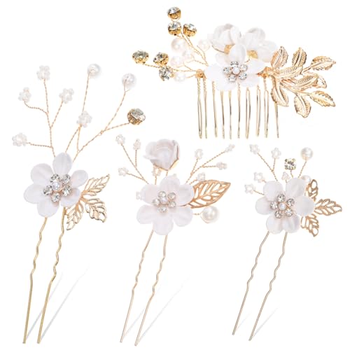 HEATSHAKING Haarnadeln Mit Blumen U-förmige Pins Und Seitenkämme Für Hochzeit Und Brautjungfern Haarschmuck Aus Dekorativ Für Frauen von HEATSHAKING