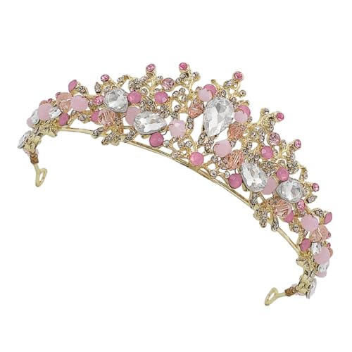 HEATSHAKING Handgefertigte Brautkrone Rosa Eleganter Haarschmuck für Hochzeit Party und Besonderen Anlass Modisches Diadem mit Strahlendem Accessoire für Braut und Damen von HEATSHAKING