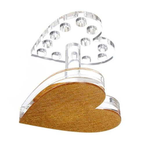 HEATSHAKING Herzförmiger Nagelbürstenhalter Nagelkunst Stifthalter UV Gel Pinsel Organizer Goldfarbener Sockel Praktischer Werkzeughalter für Maniküre Arbeitsbereich von HEATSHAKING