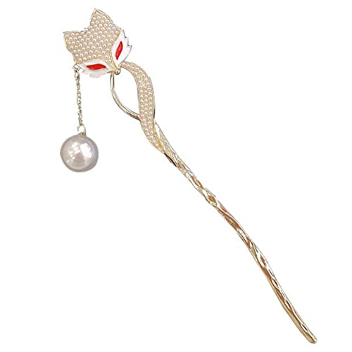HEATSHAKING Metal Haarstab Damen Haarschmuck Fox Design Langlebiger Metall Haarstab mit Glatter Oberfläche Geeignet für Dutt und Dickes Haar Eleganter Haarschmuck für Hochzeit Geburtstag und von HEATSHAKING