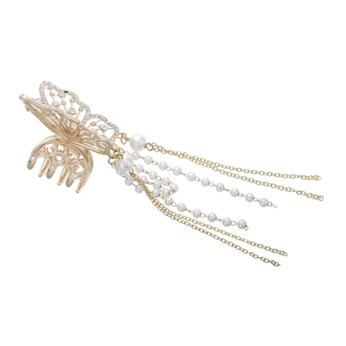 HEATSHAKING Metall Schmetterlings Haarklammer mit Perlen Quaste Geeignet für Dickes und Dünnes Haar Stilvoller Haarschmuck für Frauen und Mädchen für Hinterkopf Frisuren und Vintage Looks von HEATSHAKING
