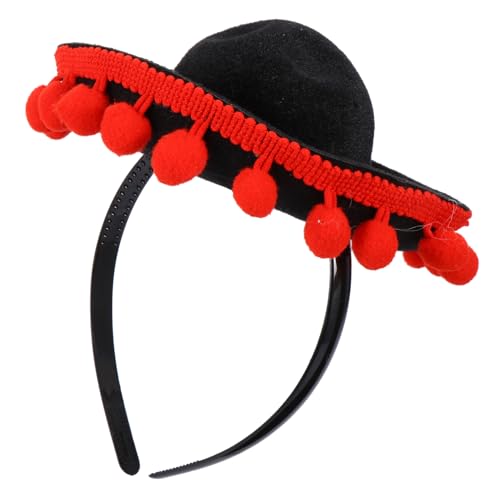 HEATSHAKING Mexikanisches Boho Haarband mit Dekorativem Haarball Leichter Karneval Kopfschmuck Elastisches Stirnband für Party Maskerade und Foto Requisiten Unisex Mexiko Headwear von HEATSHAKING