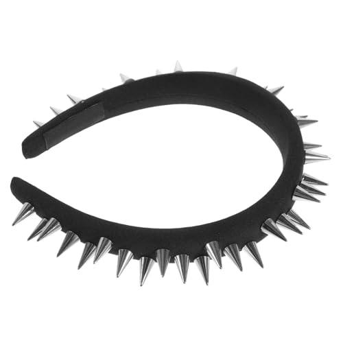 HEATSHAKING Nieten Haarband Damen Punk Rock Haarschmuck Rutschfestes Schwarzes Stirnband mit Silbernen Nieten Robustes und Leichtes Gothic Accessoire für Festival und Alltag von HEATSHAKING