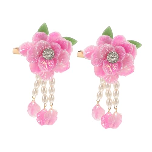 HEATSHAKING Retro Haarschmuck Damen Blüten Haarspange mit Perlen Quaste Elegantes DIY Material Chinesischer Stil Haarschmuck für Frauen Hanfu Accessoire von HEATSHAKING