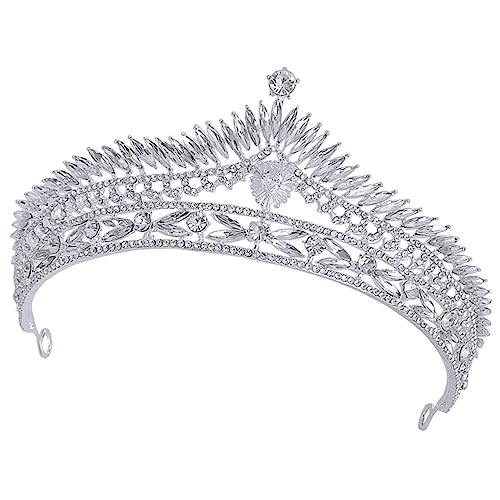 HEATSHAKING Rhinestone Brautkrone Silber Damen Haarschmuck Hochzeitsprom Krone Leichtes Kompaktes Design für Brautschmuck und Festliche Anlässe von HEATSHAKING