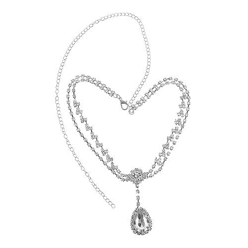 HEATSHAKING Stirnband Kopfkette mit Kristallanhänger Hochzeits Haarschmuck für Damen Luxuriöses Leichtes Frontlet Boho Stil Silberner Brautschmuck für Festliche Anlässe von HEATSHAKING