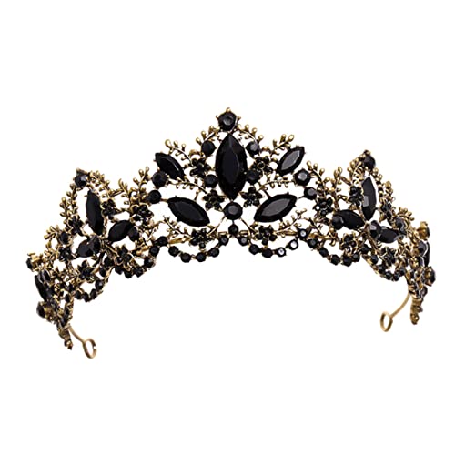 HEATSHAKING Tiara Krone für Damen Leichte Legierung Glitzerndes Braut Haaraccessoire Verziert mit Schwarzen Kristallen für Hochzeit Party Fotoaufnahmen und Festliche Anlässe von HEATSHAKING