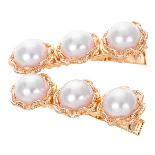 HEATSHAKING Vintage Perlen Haarklammer Goldfarbene Haarspangen für Damen mit Elegantem Seitenclip Modische Perlen Haarklammern Vielseitiger Haarschmuck für Feines und Dickes Haar Langlebiges von HEATSHAKING