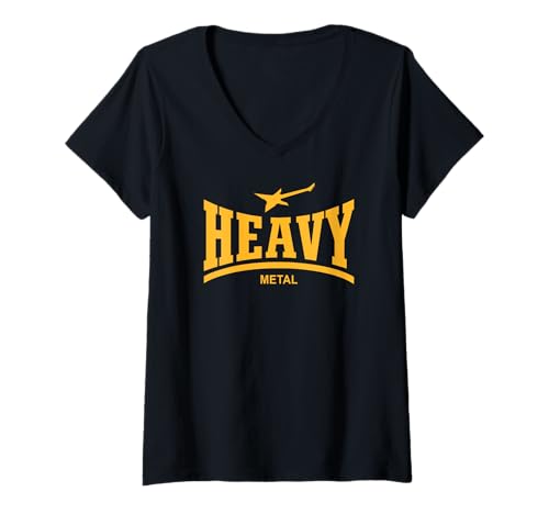 Damen HEAVY METAL - (HARD ROCK GUITAR) T-Shirt mit V-Ausschnitt von HEAVY METAL MUSIC