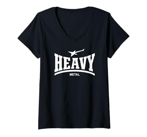 Damen HEAVY METAL - (HARD ROCK GUITAR) T-Shirt mit V-Ausschnitt von HEAVY METAL MUSIC