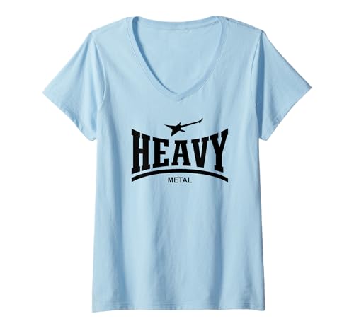 Damen HEAVY METAL - (HARD ROCK GUITAR) T-Shirt mit V-Ausschnitt von HEAVY METAL MUSIC