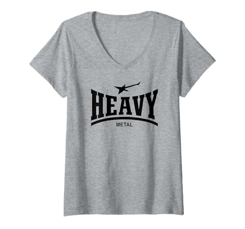 Damen HEAVY METAL - (HARD ROCK GUITAR) T-Shirt mit V-Ausschnitt von HEAVY METAL MUSIC