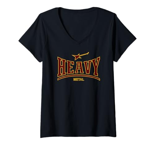 Damen HEAVY METAL - (HARD ROCK GUITAR) T-Shirt mit V-Ausschnitt von HEAVY METAL MUSIC
