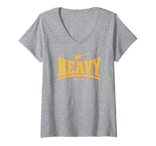 Damen HEAVY METAL - (HARD ROCK GUITAR) T-Shirt mit V-Ausschnitt von HEAVY METAL MUSIC