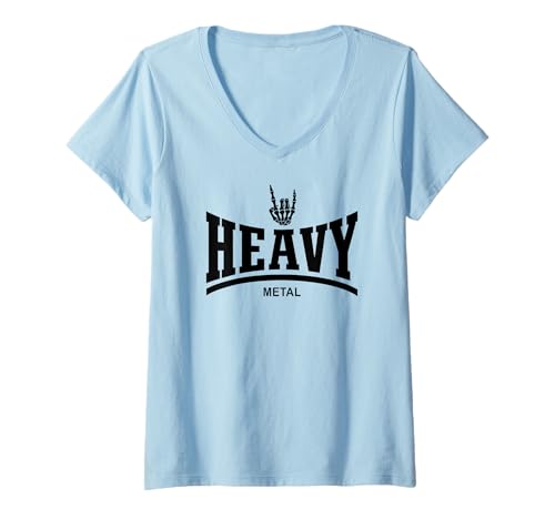 Damen HEAVY METAL - SKELETON ROCK-ON-HAND T-Shirt mit V-Ausschnitt Damen HEAVY METAL - SKELETON ROCK-ON-HAND T-Shirt mit V-Ausschnitt von HEAVY METAL MUSIC