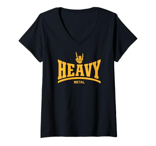 Damen HEAVY METAL - SKELETON ROCK-ON-HAND T-Shirt mit V-Ausschnitt Damen HEAVY METAL - SKELETON ROCK-ON-HAND T-Shirt mit V-Ausschnitt von HEAVY METAL MUSIC