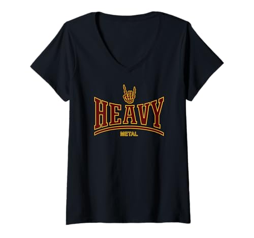 Damen HEAVY METAL - SKELETON ROCK-ON-HAND T-Shirt mit V-Ausschnitt Damen HEAVY METAL - SKELETON ROCK-ON-HAND T-Shirt mit V-Ausschnitt von HEAVY METAL MUSIC