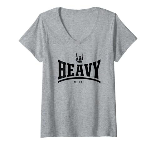 Damen HEAVY METAL - SKELETON ROCK-ON-HAND T-Shirt mit V-Ausschnitt Damen HEAVY METAL - SKELETON ROCK-ON-HAND T-Shirt mit V-Ausschnitt von HEAVY METAL MUSIC