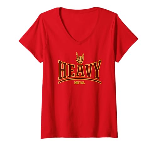 Damen HEAVY METAL - SKELETON ROCK-ON-HAND T-Shirt mit V-Ausschnitt Damen HEAVY METAL - SKELETON ROCK-ON-HAND T-Shirt mit V-Ausschnitt von HEAVY METAL MUSIC