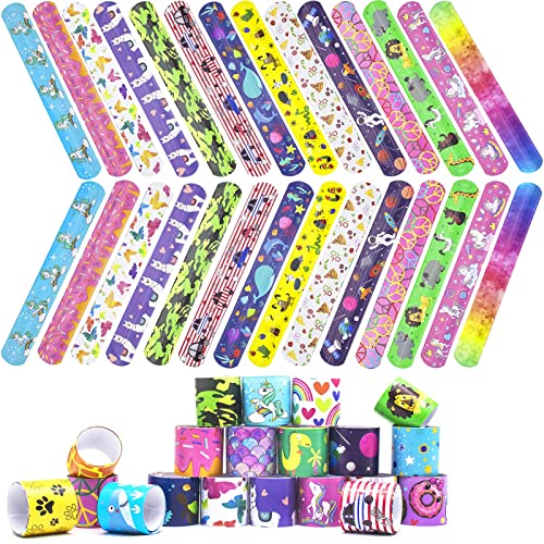 30Pcs Schnapparmband Kinder, Cartoon Slap Armband Geburtstag Party Zubehör Geeignet für Jungen und Mädchen Geburtstag Geschenk Spielzeug Partytüten Füller (Karikatur) von HEAWAA