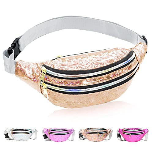 Bauchtasche Damen Metallic, wasserdichte Bauchtasche Mode mit Reflektierender Verstellbarer, Hüfttasche Mädchen für Frauen und Männer Party Festival Sport Outdoor Reisen von HEAWAA