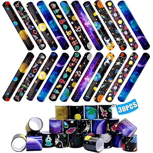 30Pcs Schnapparmband Kinder, Cartoon Slap Armband Geburtstag Party Zubehör Geeignet für Jungen und Mädchen Geburtstag Geschenk Spielzeug Partytüten Füller (Universum) von HEAWAA