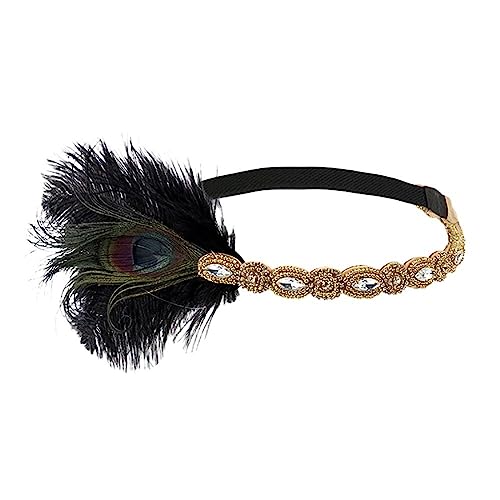1920er Jahre Kopfschmuck Feder Flapper Stirnband Great Gatsby Kopfschmuck Vintage Haarband Braut Kopfschmuck Abschlussball Party Haarschmuck Federn Stirnband (Color : Bl) von HEBBES