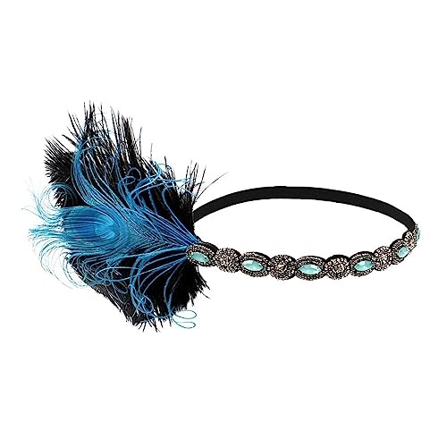 1920er Jahre Kopfschmuck Feder Flapper Stirnband Great Gatsby Kopfschmuck Vintage Haarband Braut Kopfschmuck Abschlussball Party Haarschmuck Federn Stirnband (Color : C) von HEBBES