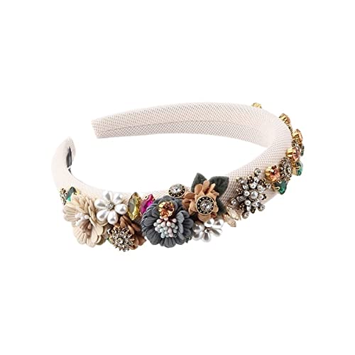 Mode Stirnbänder Mode Blume Perle eingelegte Strass Persönlichkeit Haarband Lady Street Shot Haarband Haarschmuck Haarspange Brautstirnband (Color : D) von HEBBES