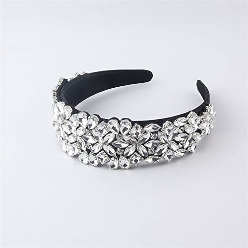 Mode Stirnbänder Mode Haarspange Full Water Drill Stirnband Barock Intarsien Strass Stirnband mit breiter Krempe Party Haarschmuck Brautstirnband (Color : C, Size : Hairbands) von HEBBES