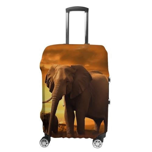 HEBRTGS Modische Gepäckabdeckung mit waschbarem, elastischem Gepäckschutzbezug, Sonnenuntergang Eltern-Kind-Elefant, L HEBRTGS Modische Gepäckabdeckung mit waschbarem, elastischem Gepäckschutzbezug, Sonnenuntergang Eltern-Kind-Elefant, L von HEBRTGS