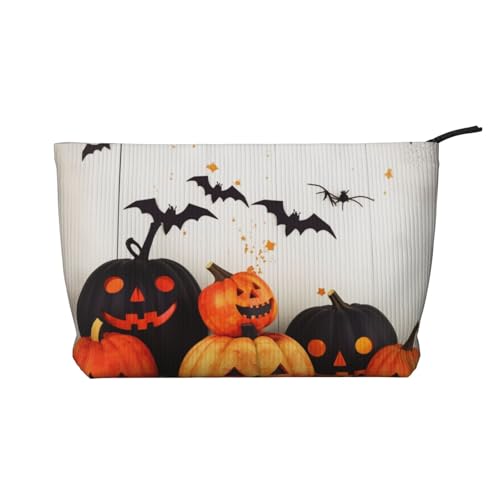 Butterfly Prints Cord-Make-up-Tasche für Frauen und Mädchen, geräumiger Reise-Kosmetik-Organizer für Make-up, Toilettenartikel & Essentials, Helles Halloween, Einheitsgröße, Kosmetiktasche von HEBSDFG