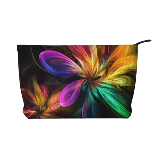 Cute Raccoonart Prints Cord Make-up Tasche für Frauen Mädchen, geräumiger Reise-Kosmetik-Organizer für Make-up, Toilettenartikel & Essentials, Farbige Blume, Einheitsgröße, Kosmetiktasche von HEBSDFG